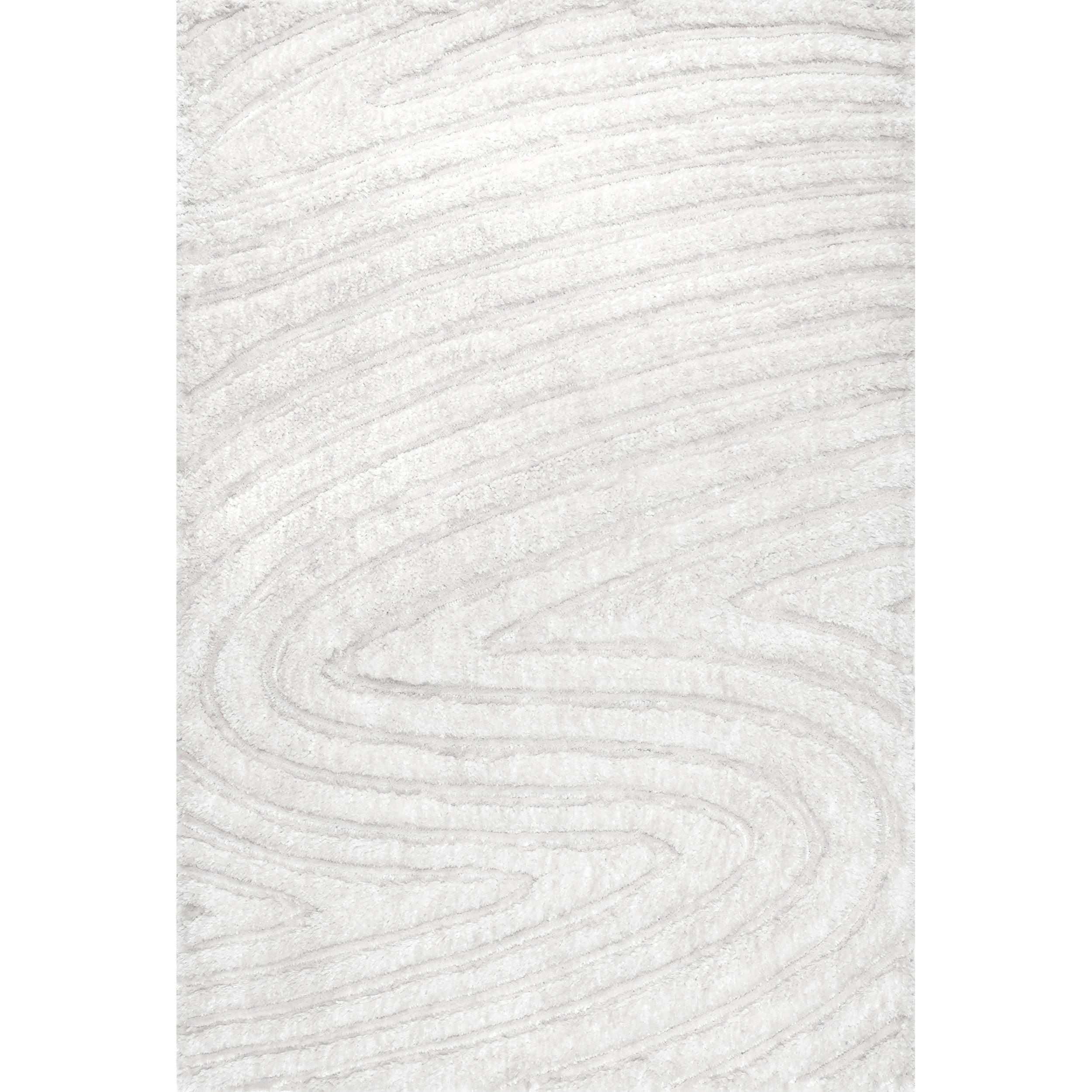 Isabel Swirl Off-White Tufted Shag Area Rug, 7'6" x 9'6"