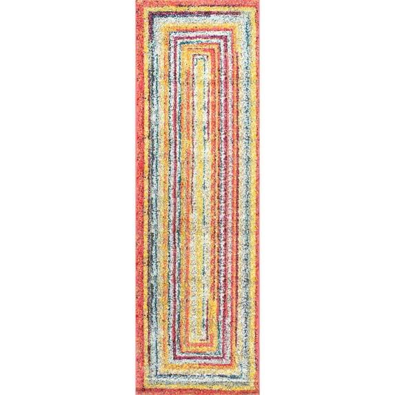 2'6"x10' Hargis Labyrinth Runner Rug Yellow - nuLOOM: Geometric Vintage Indoor Runner, Low Pile, Polypropylene