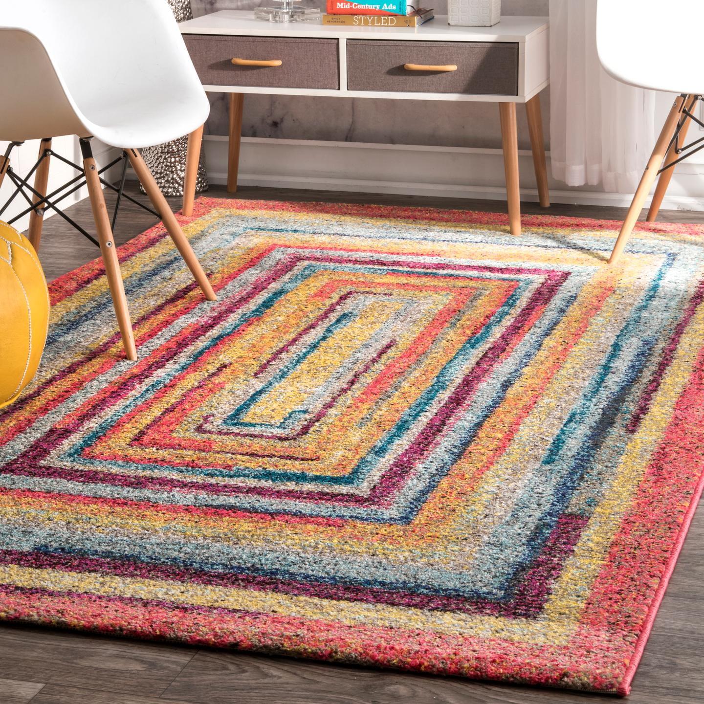 Hargis Labyrinth Abstract Multi 3' x 5' Synthetic Area Rug