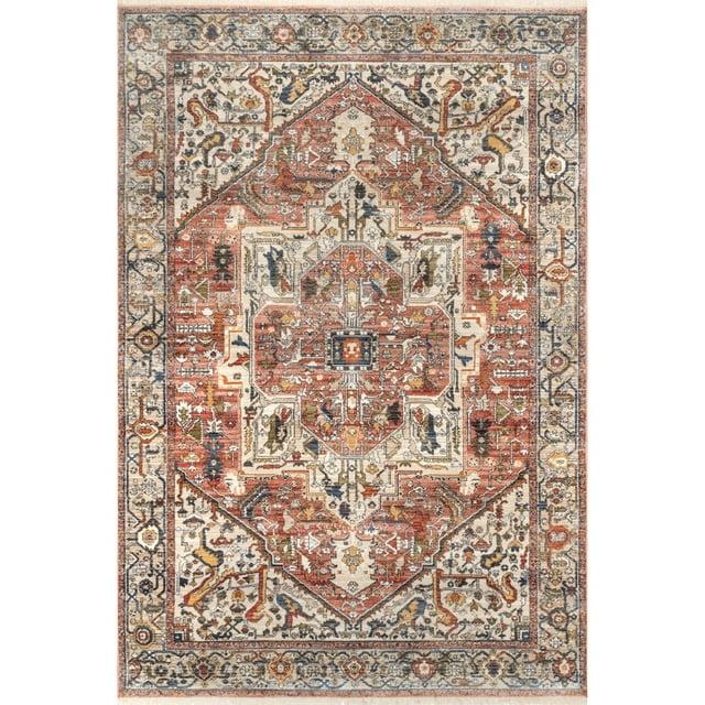 Nuloom Harriet Oriental/Persian 2x3 Accent Indoor Area Rug for Living Room Bedroom Dining Room Entryway Kitchen, Orange/Multicolor