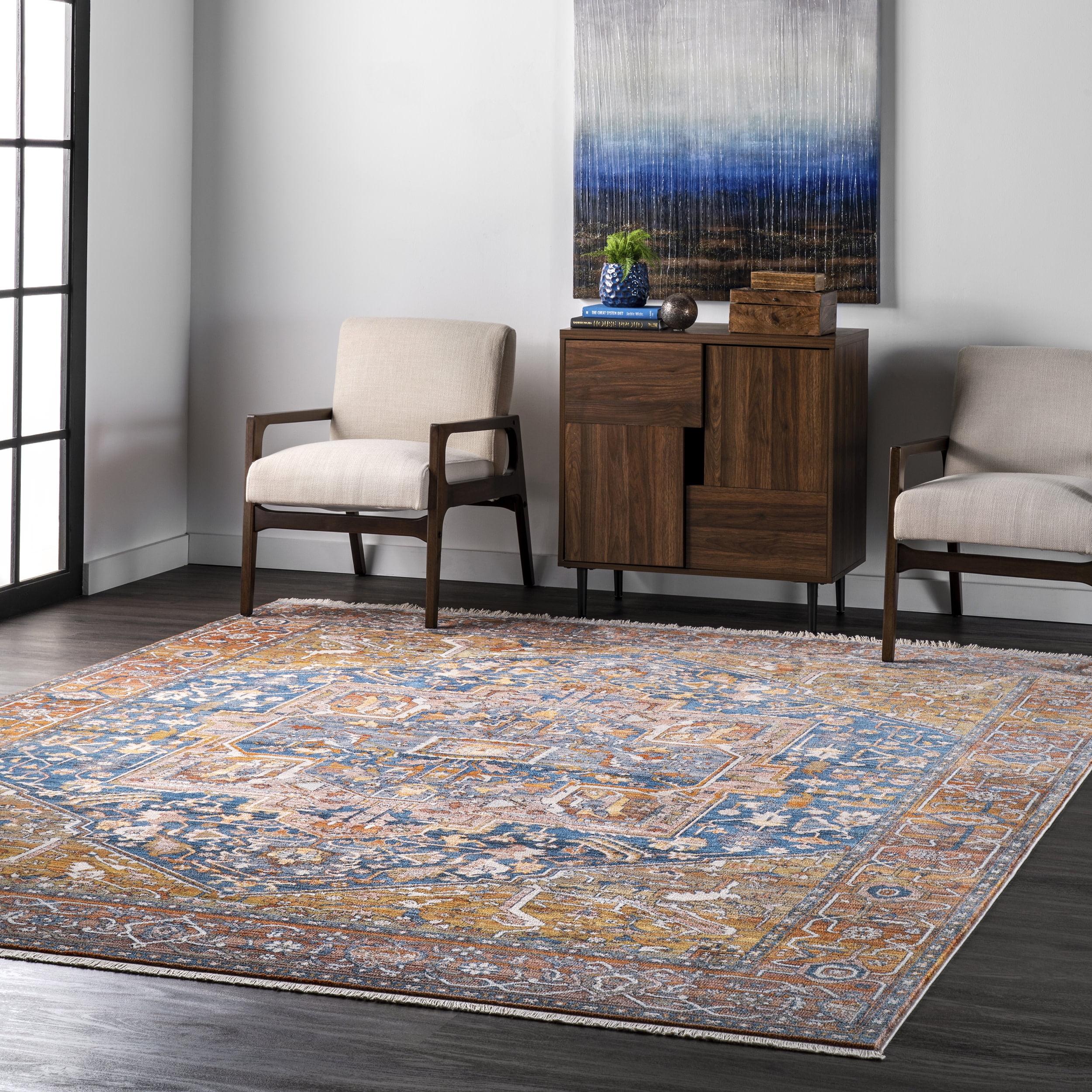 Nuloom Harriet Medallion 10 Square Indoor Area Rug for Living Room Bedroom Dining Room Kitchen, Rust/Multicolor