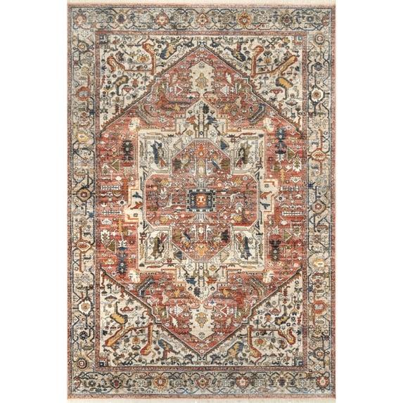 Nuloom Harriet Oriental/Persian 3x5 Accent Indoor Area Rug for Living Room Bedroom Dining Room Entryway Kitchen, Orange/Multicolor