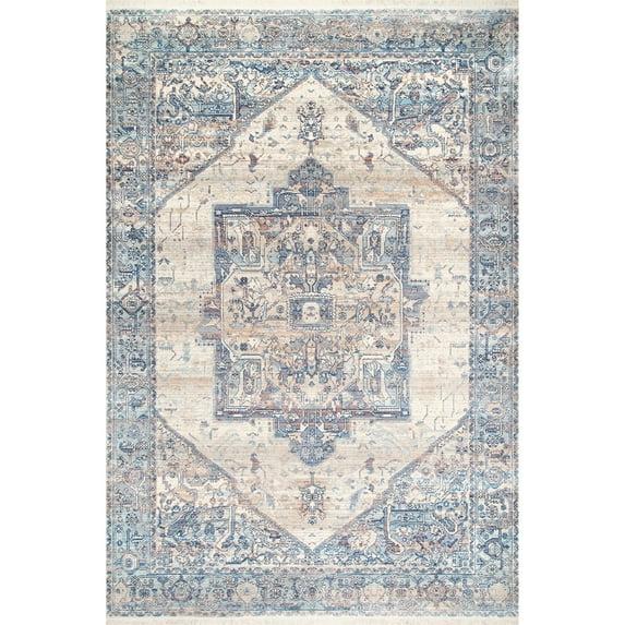 Nuloom Harriet Oriental/Persian 7x9 Indoor Area Rug for Living Room Bedroom Dining Room Kitchen, Light Blue/Multicolor