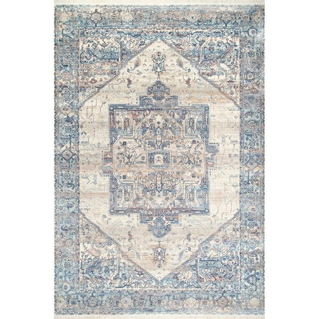 Nuloom Harriet Oriental/Persian 7x9 Indoor Area Rug for Living Room Bedroom Dining Room Kitchen, Light Blue/Multicolor