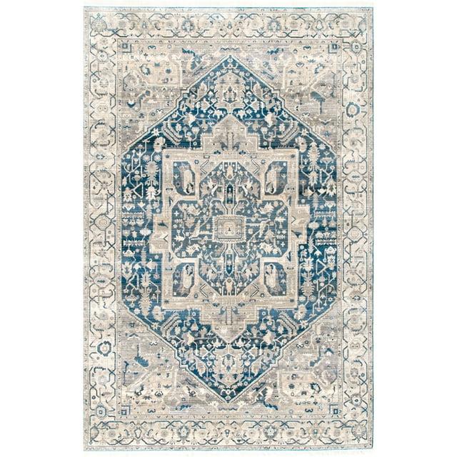 Nuloom Harriet Oriental/Persian 8 Square Indoor Area Rug for Living Room Bedroom Dining Room Kitchen, Grey/Multicolor
