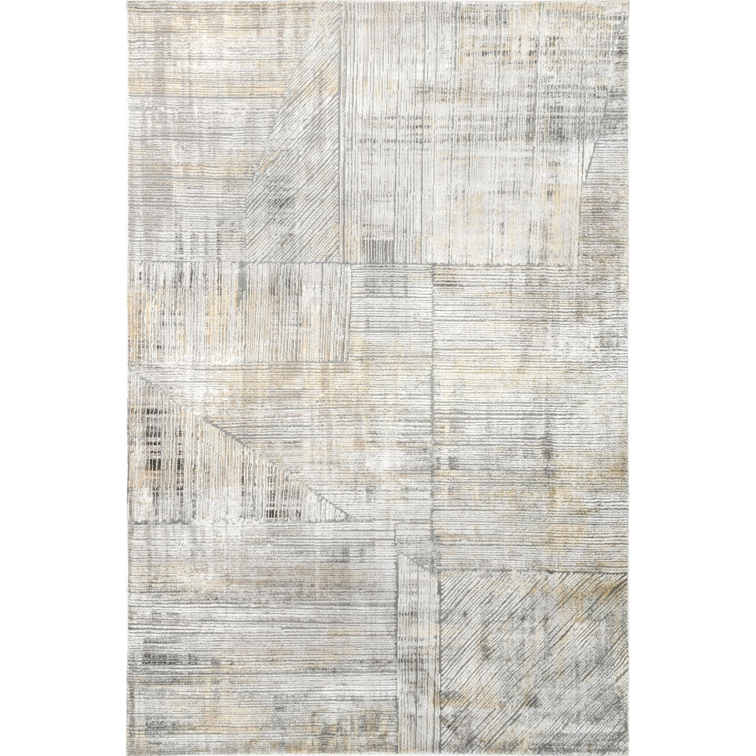 Elegant Beige Geometric 5' x 8' Synthetic Area Rug