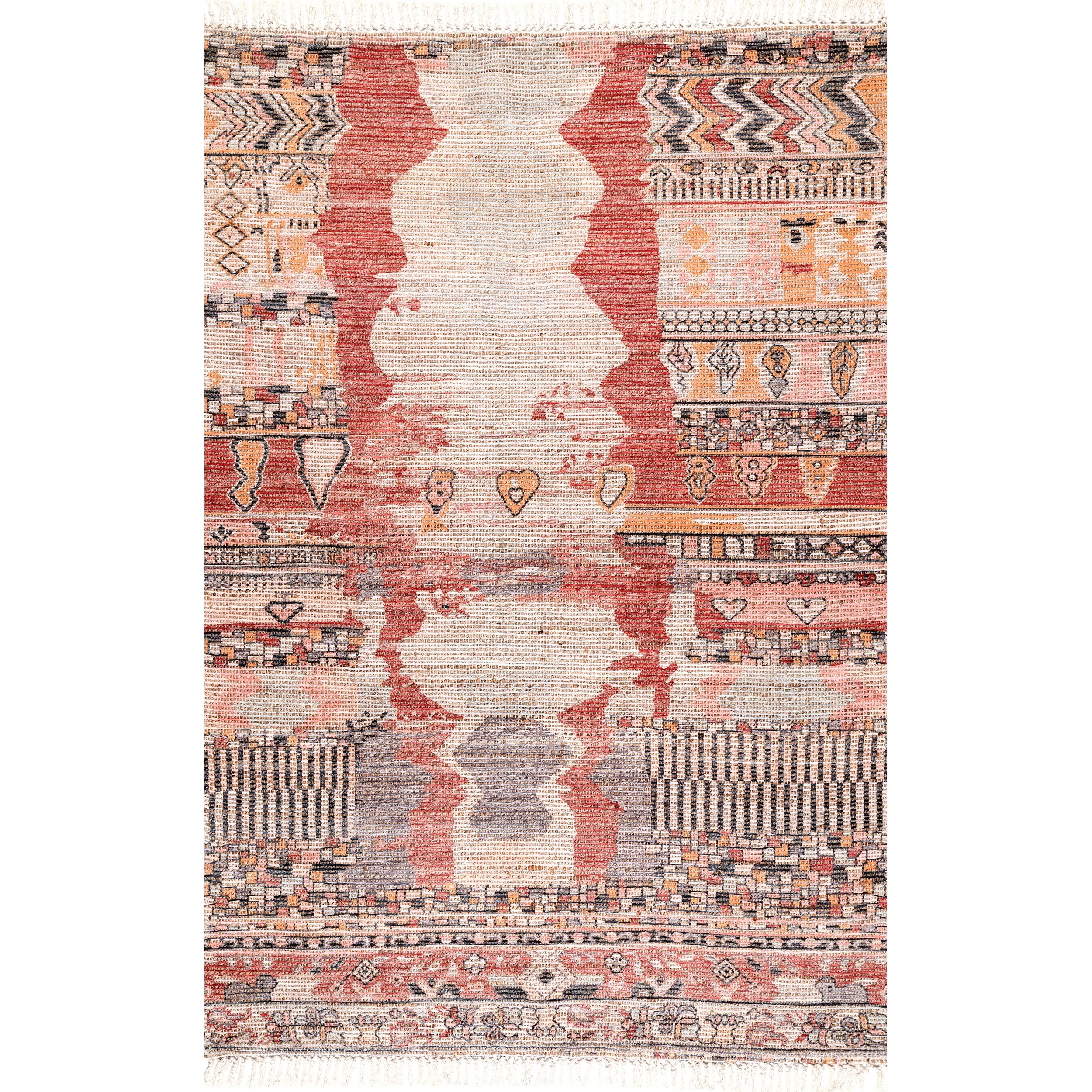 Multicolor Handmade Synthetic 4' x 6' Reversible Area Rug