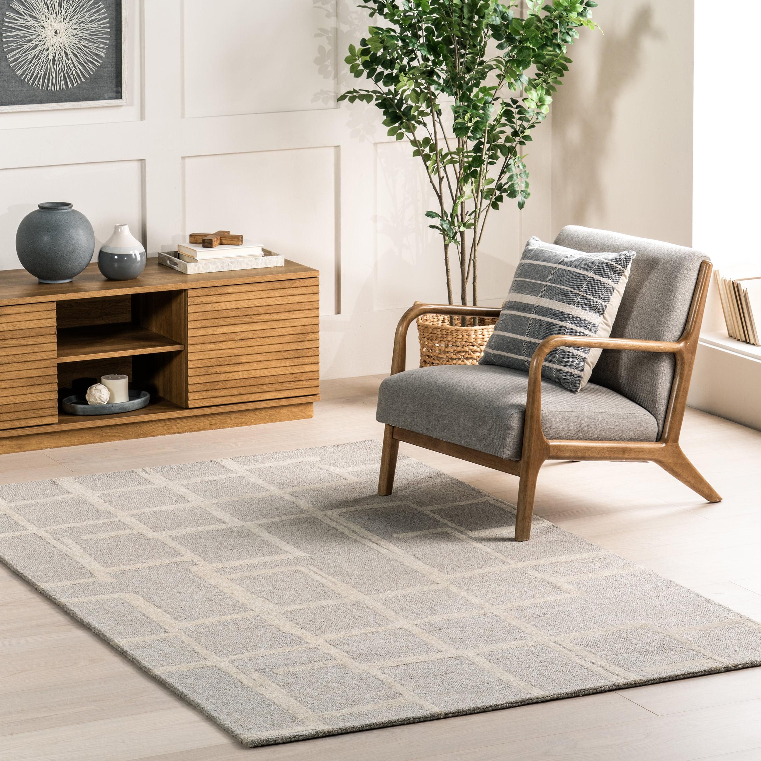 Nuloom James Geometric 5x8 Wool Indoor Area Rug for Living Room Bedroom Dining Room Kitchen, Grey