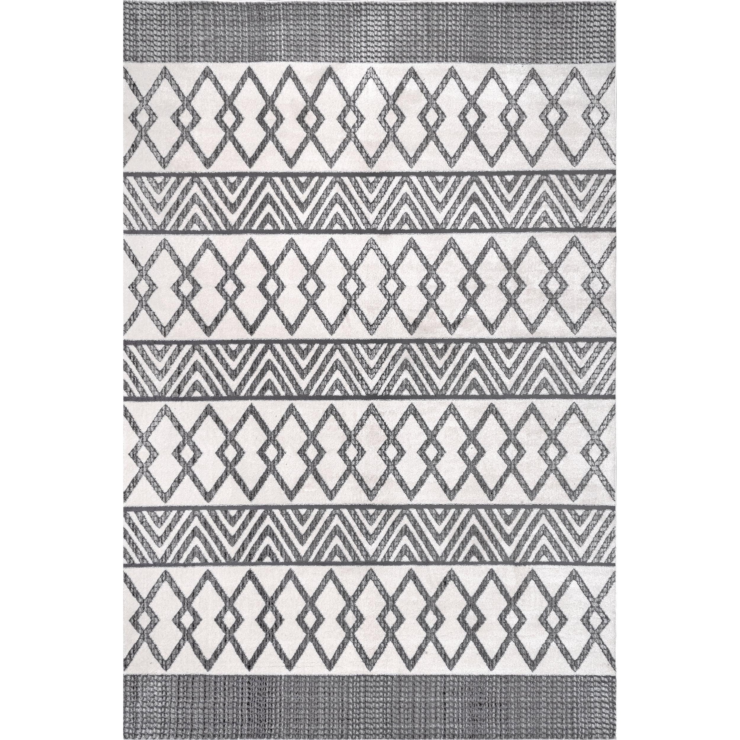 Gray Washable Rectangular Synthetic Area Rug 5' x 8'