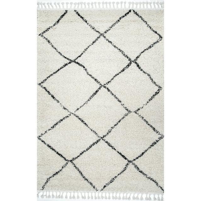 Nuloom Jessie Trellis 10x14 Indoor Area Rug for Living Room Bedroom Dining Room, Off White/Charcoal