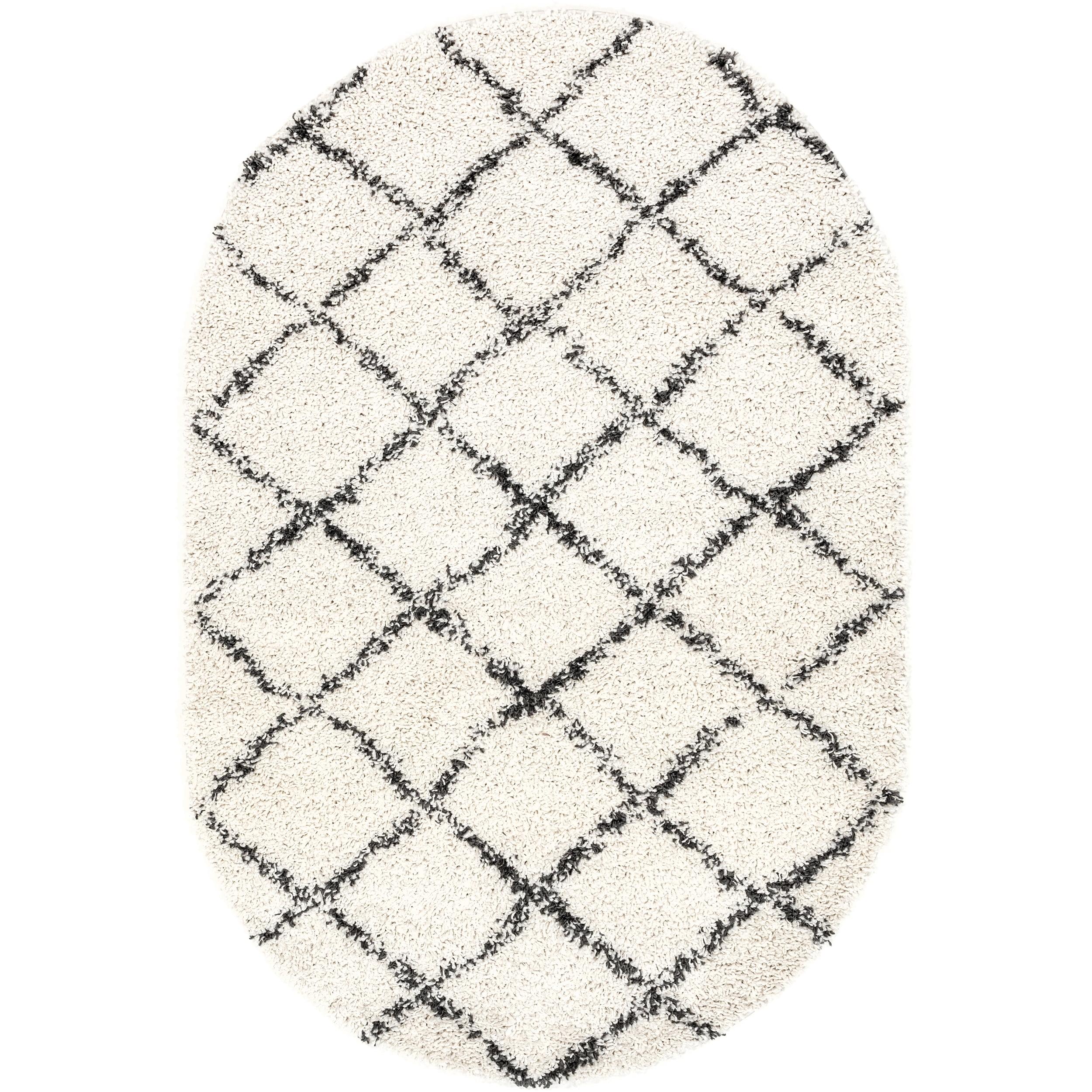 nuLOOM Jessie Moroccan Lattice Tassel Shag Area Rug, 4' x 6', Off White