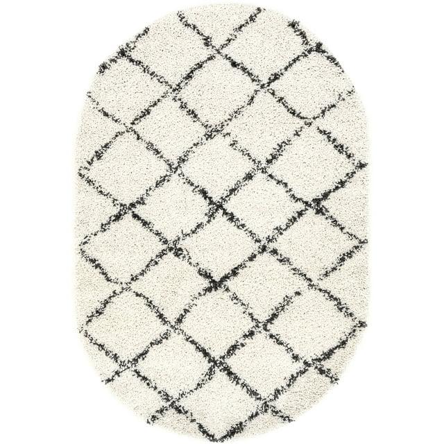 Nuloom Jessie Trellis Oval 7x9 Indoor Area Rug for Living Room Bedroom Dining Room, Off White/Charcoal