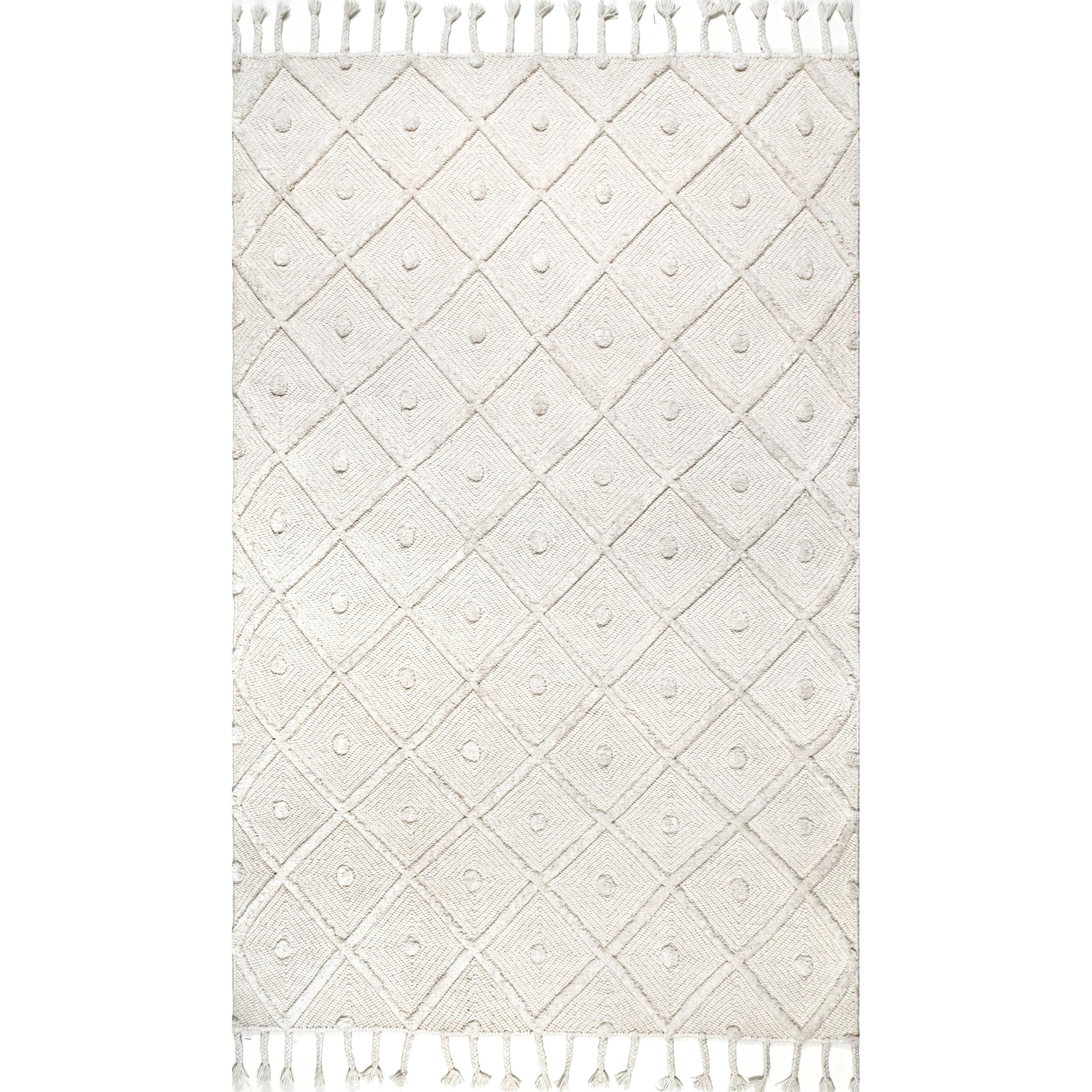 Ivory Trellis Braided Wool 3' x 5' Handmade Rug