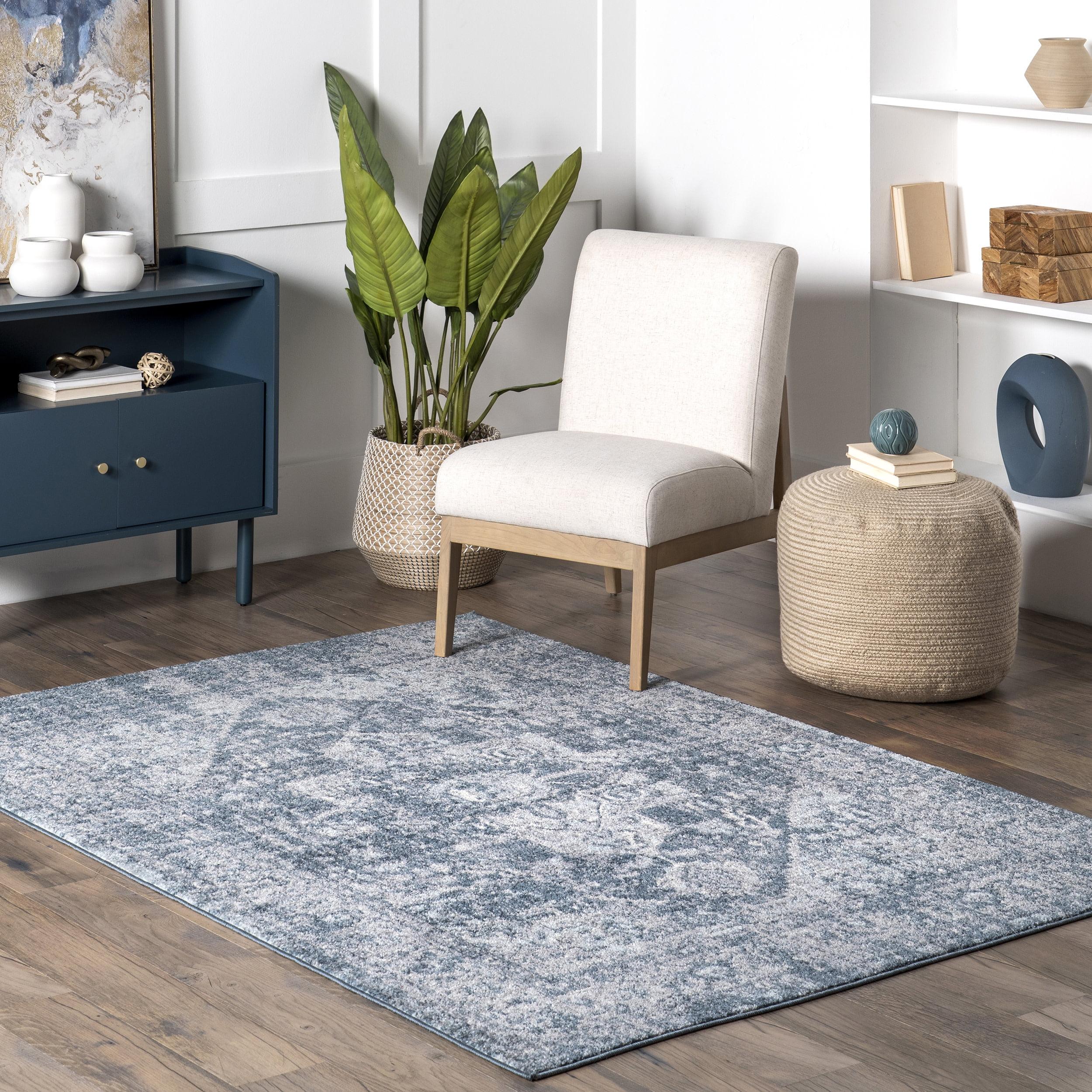 Nuloom 4x6 Justine Vintage Medallion Indoor Area Rug, Blue, Faded Persian Design, Stain Resistant, BedroomLiving Room, Kitchen,