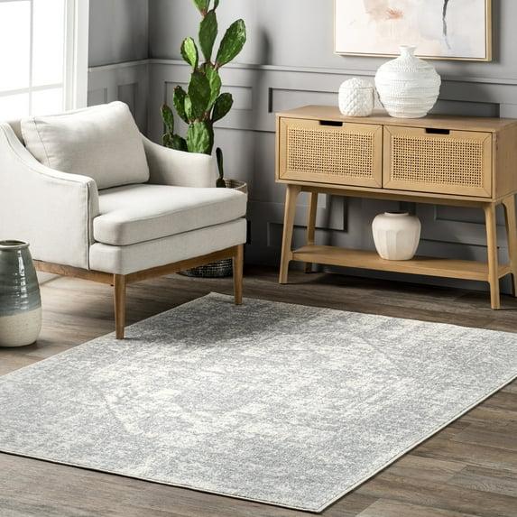Nuloom 5x8 Justine Vintage Medallion Indoor Area Rug, Grey, Faded Persian Design, Stain Resistant, BedroomLiving Room, Kitchen,
