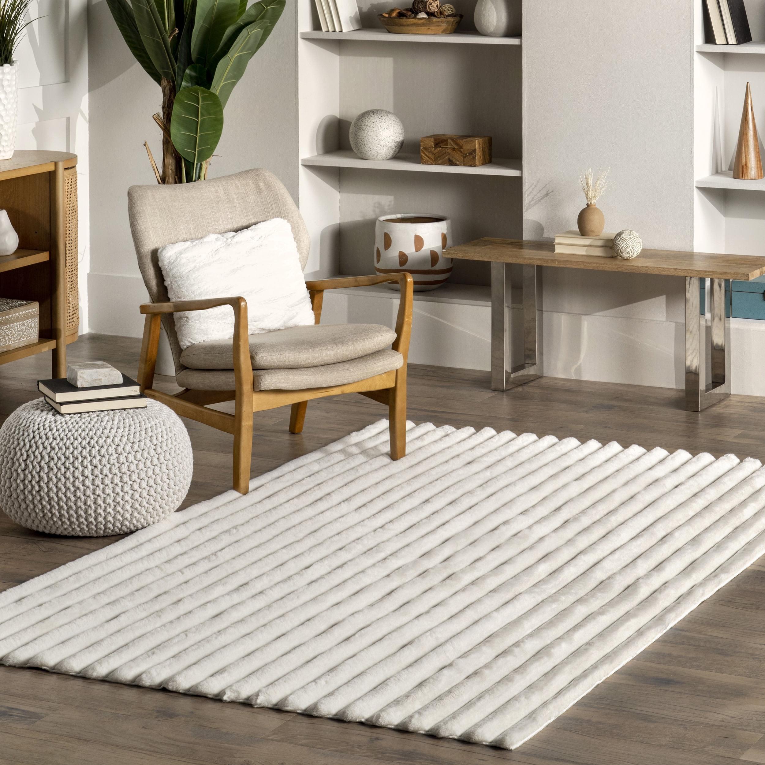 nuLOOM 5' x 8' Cozy Plush SuperiorWash Area Rug, Machine Washable, Non-Slip, Soft Fluffy Shag Carpet for Living Room Bedroom Nursery, Kai Off-white