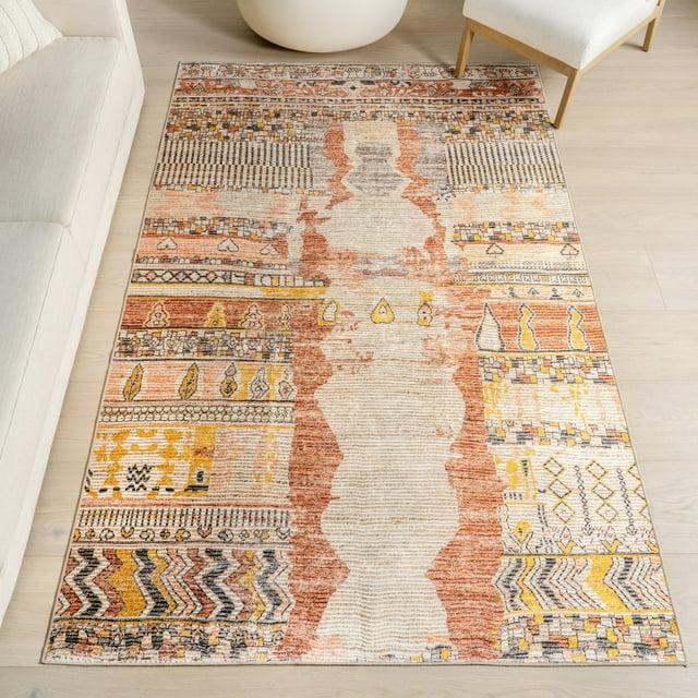 Nuloom Kallie Abstract Machine Washable Indoor Area Rug, 4' x 6', Multicolor