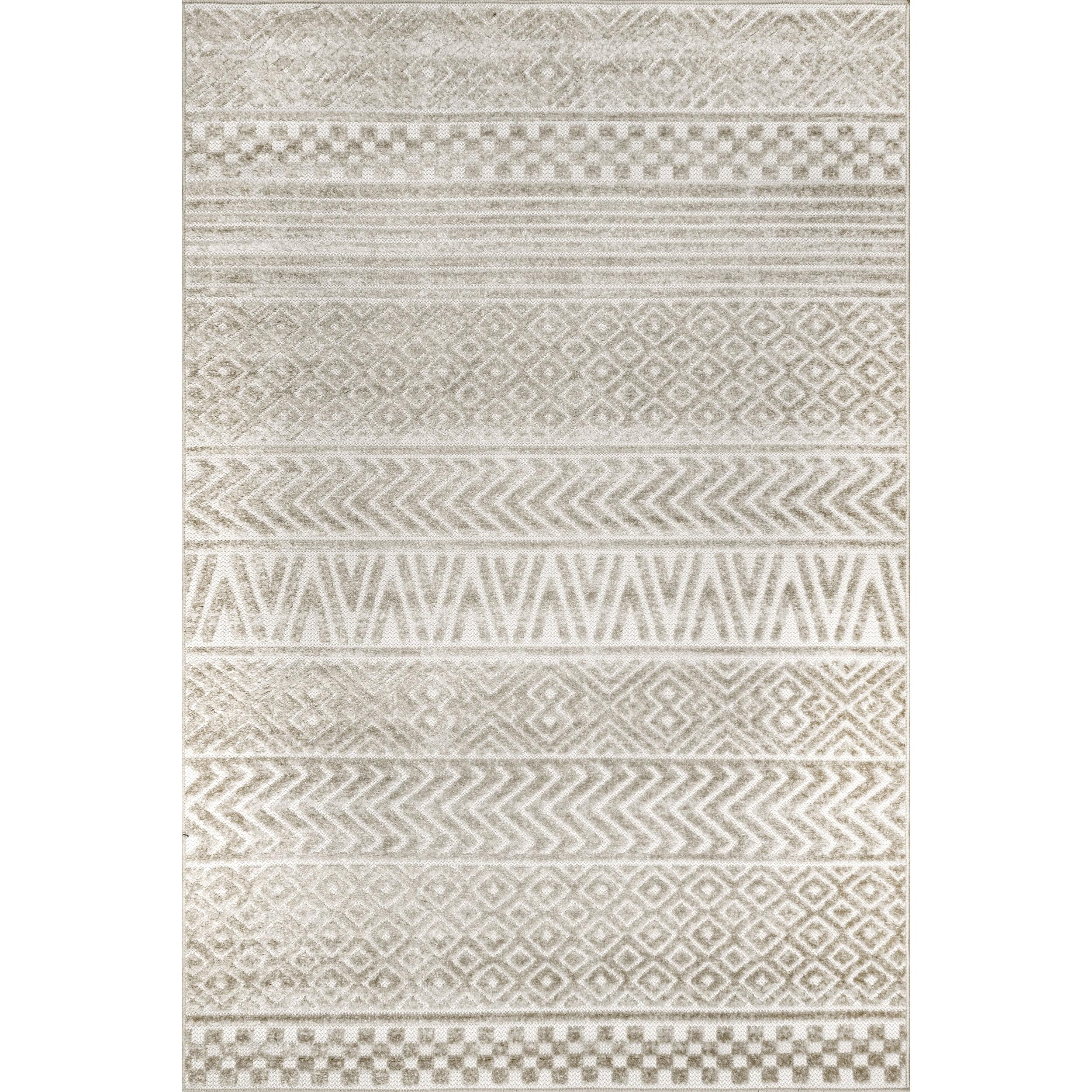 Beige 5' x 8' Easy-Care Synthetic Indoor/Outdoor Area Rug