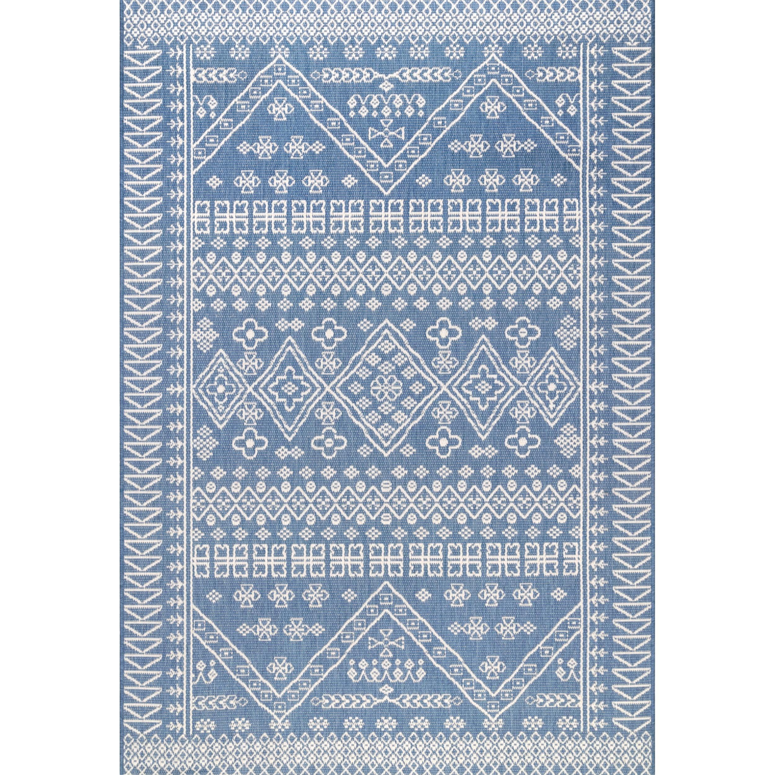 Kandace Blue Synthetic Outdoor Area Rug 5'3" x 7'6"