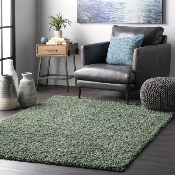 Nuloom Kara Solid 6 Round Shag Indoor Area Rug for Living Room Bedroom Dining Room Nursery, Green