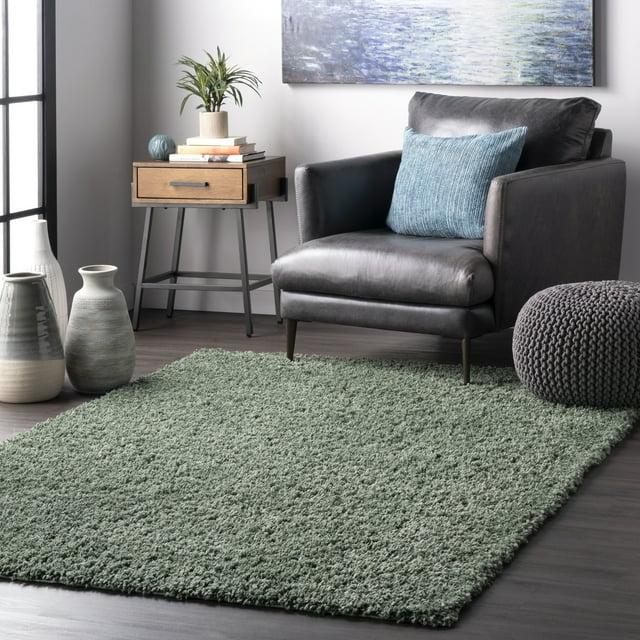 Nuloom Kara Solid 6 Round Shag Indoor Area Rug for Living Room Bedroom Dining Room Nursery, Green