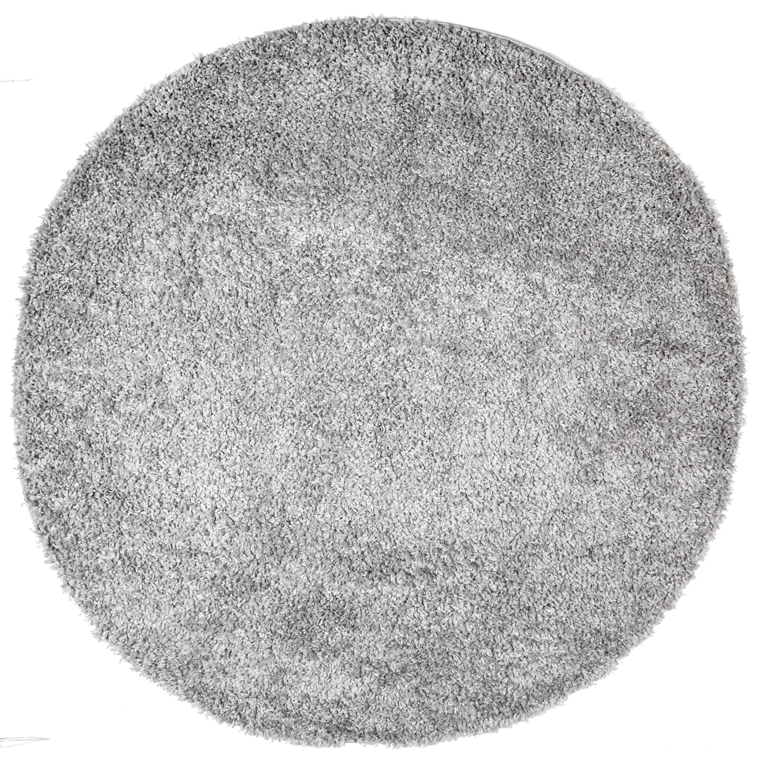 Nuloom Kara Solid 8 Round Shag Indoor Area Rug for Living Room Bedroom Dining Room Nursery, Grey/Ivory