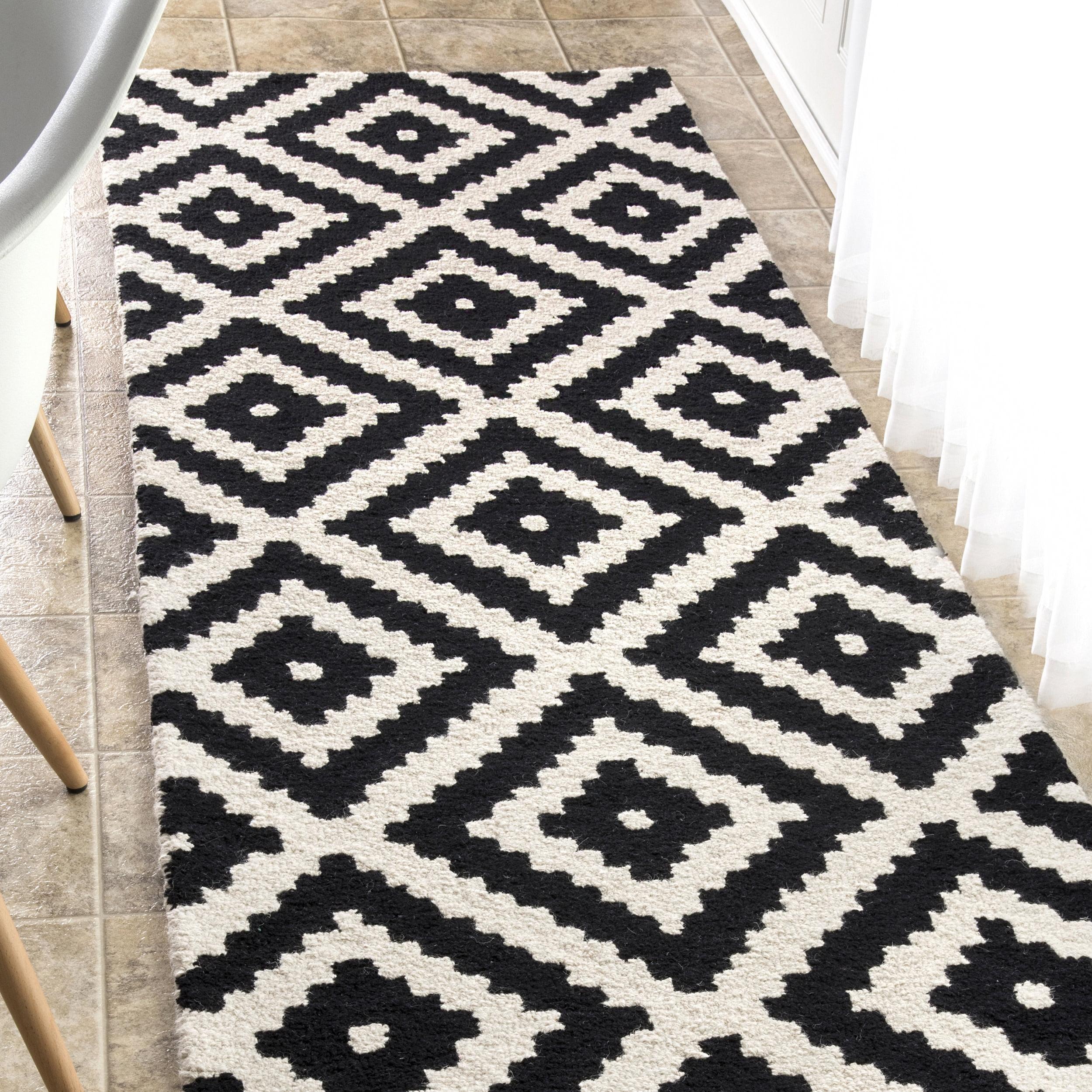 Nuloom Kellee Geometric 2x14 Wool Runner Indoor Area Rug for Living Room Bedroom Dining Room Entryway Hallway Kitchen, Beige/Brown