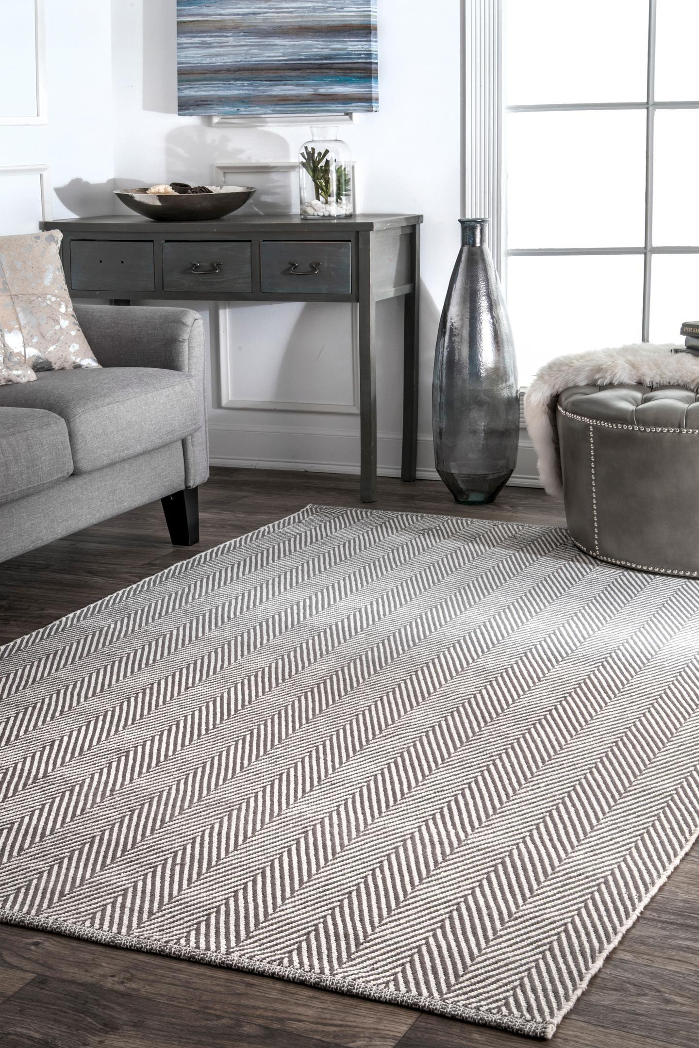 Cotton Hand Loomed Herringbone Cotton Rug - nuLOOM