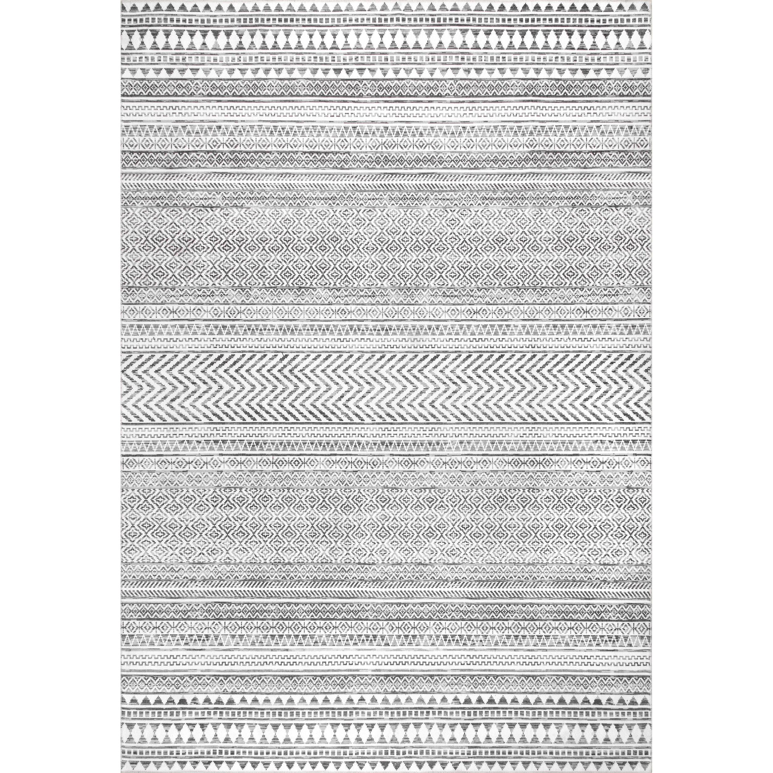 Nuloom Kira Pet Friendly Machine Washable Geometric Area Rug, 3' x 5', Grey