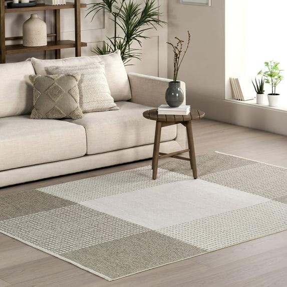 Nuloom Kirby Plaid Pet Friendly Premium Reversible Machine Washable Area Rug, 7' 10" x 10', Cream