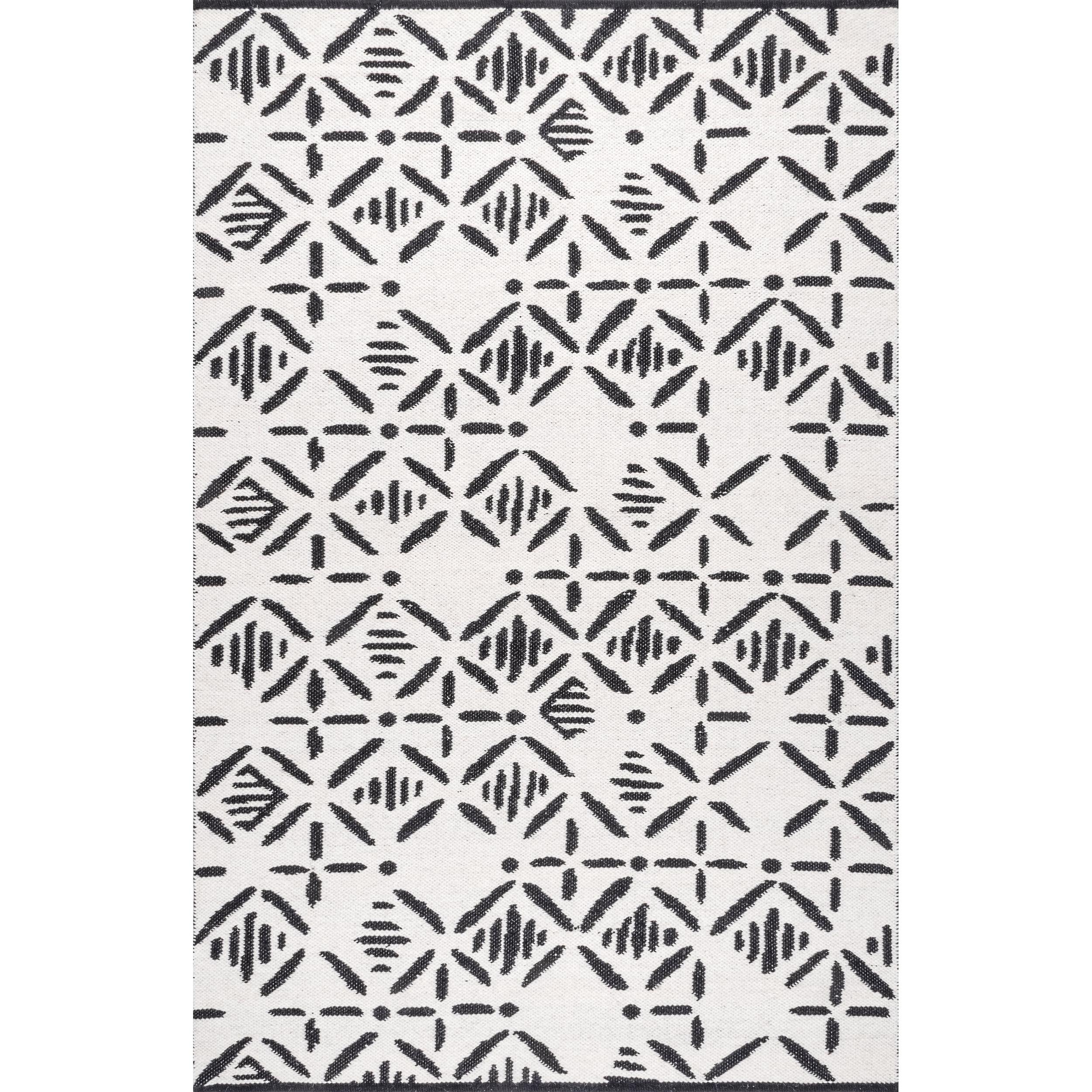 Handmade Ivory Tribal Wool Area Rug, 5' x 8'