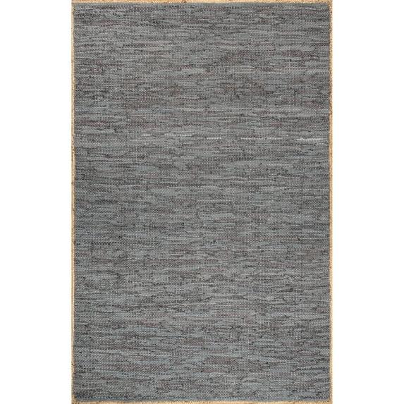 nuLOOM Koda Solid Leather Flatweave Area Rug, 4' x 6', Gray