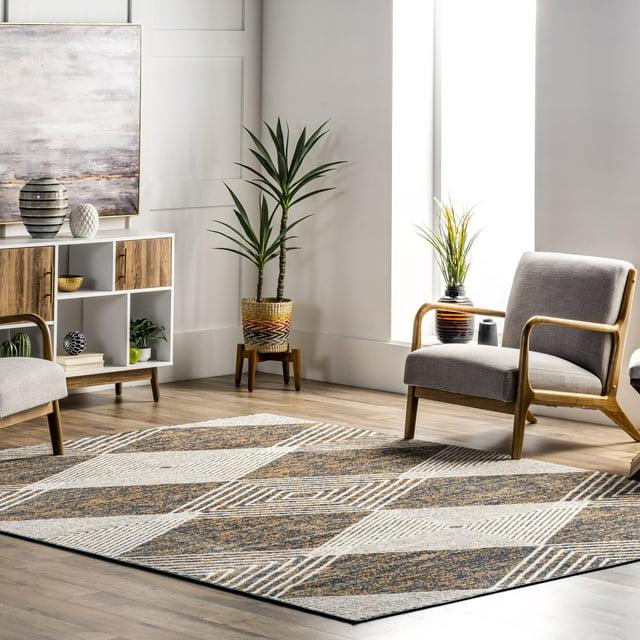 nuLOOM Leanna Modern Abstract Geometric Area Rug, 4' x 6', Beige