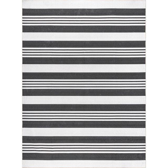 Nuloom Lena Pet Friendly Machine Washable Striped Area Rug, Square 6' x 6', Charcoal