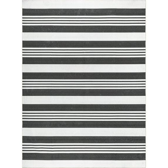 Nuloom Lena Pet Friendly Machine Washable Striped Area Rug, 3' x 5', Charcoal