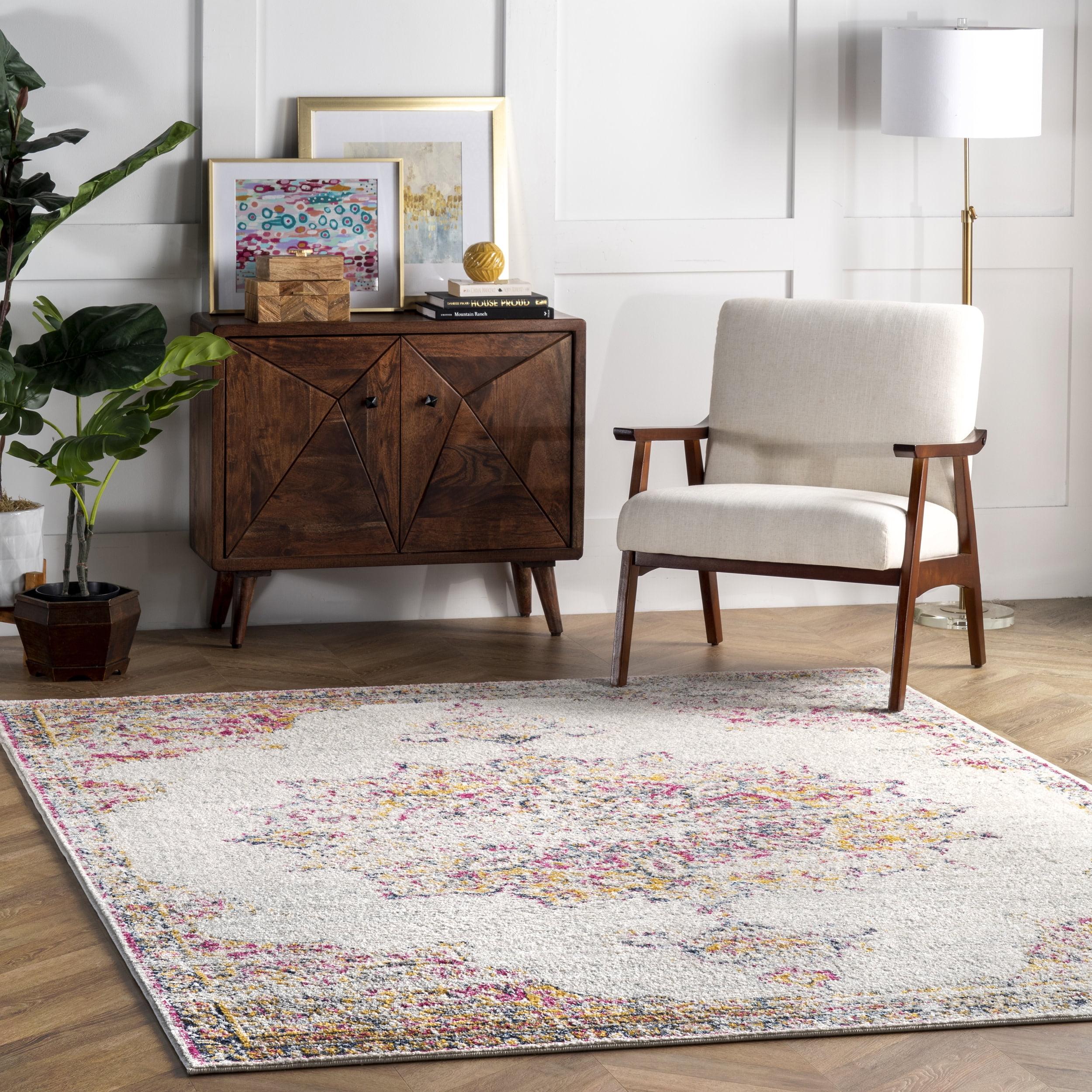 Nuloom Tabitha Oriental/Persian 4x6 Area Rug for Living Room Bedroom Dining Room Kitchen, Pink/Ivory
