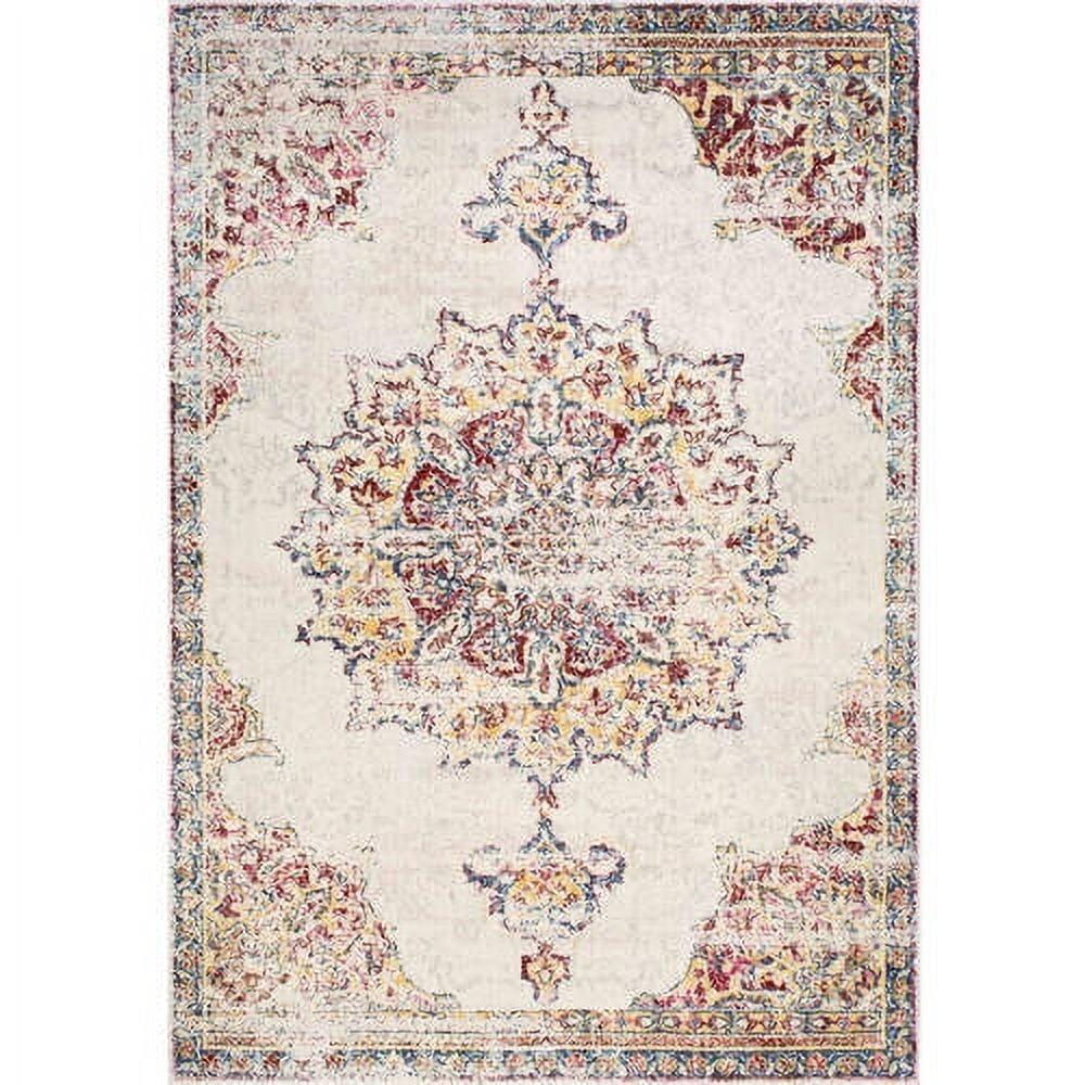 Pink Medallion 5' x 7' Synthetic Reversible Area Rug