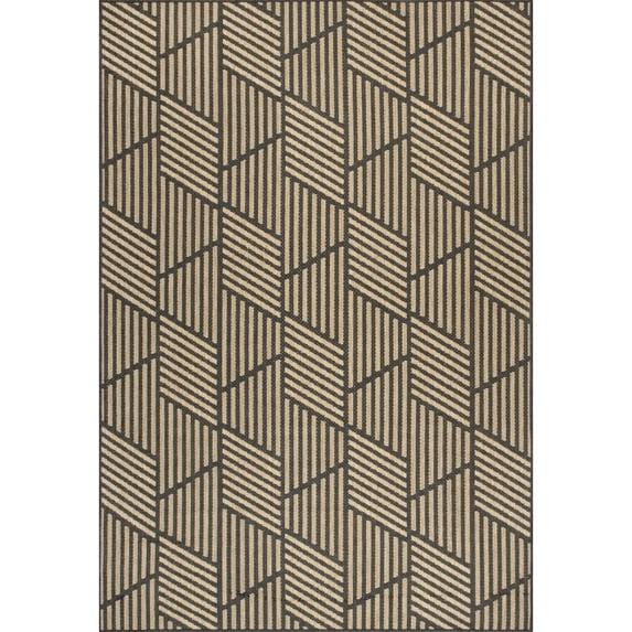 Nuloom Leona Geometric 8x10 Indoor/Outdoor Area Rug for Living Room Patio Deck Front Porch Kitchen, Charcoal/Ivory