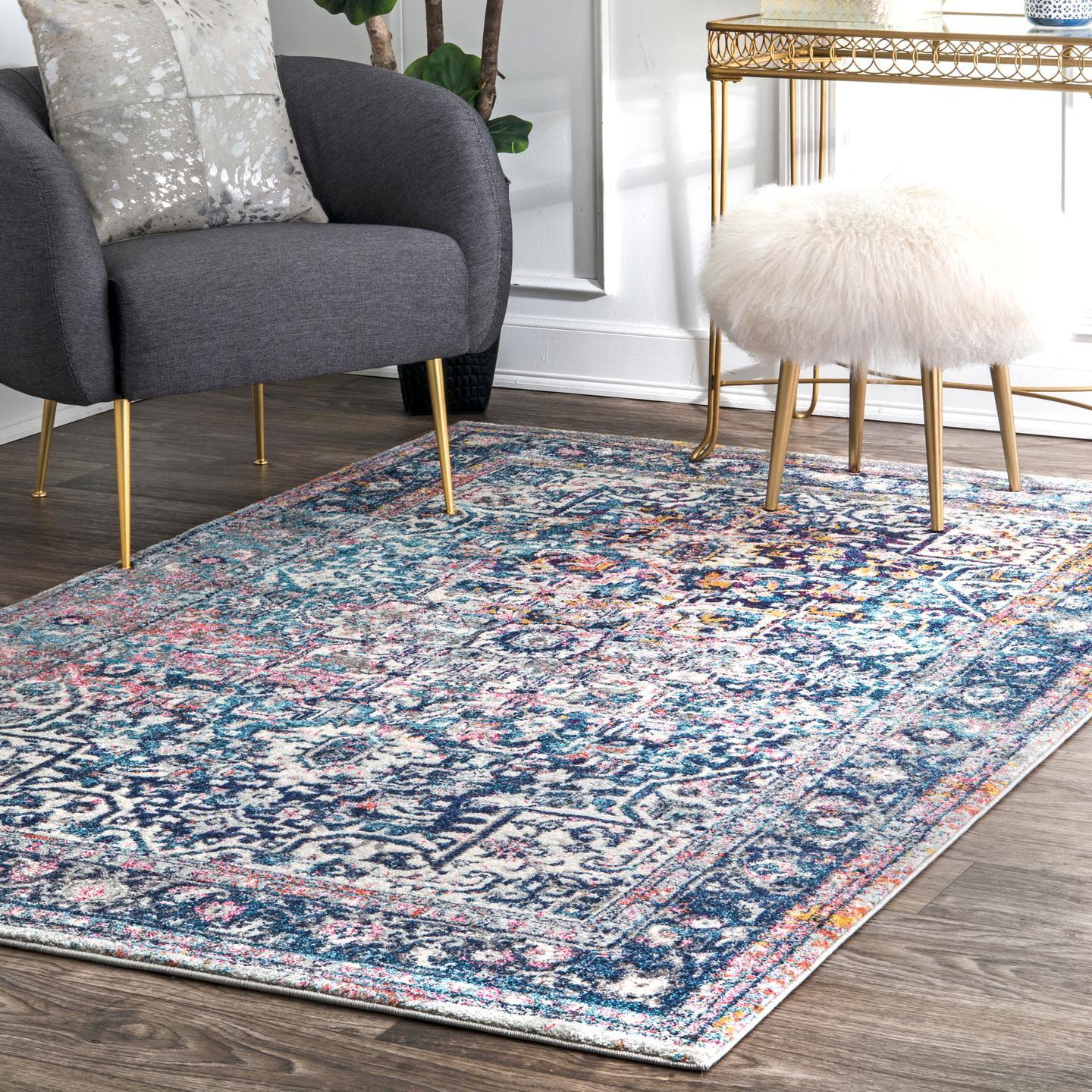Nuloom Lilah Medallion 2x3 Accent Indoor Area Rug for Living Room Bedroom Dining Room Entryway Kitchen, Blue/Multicolor