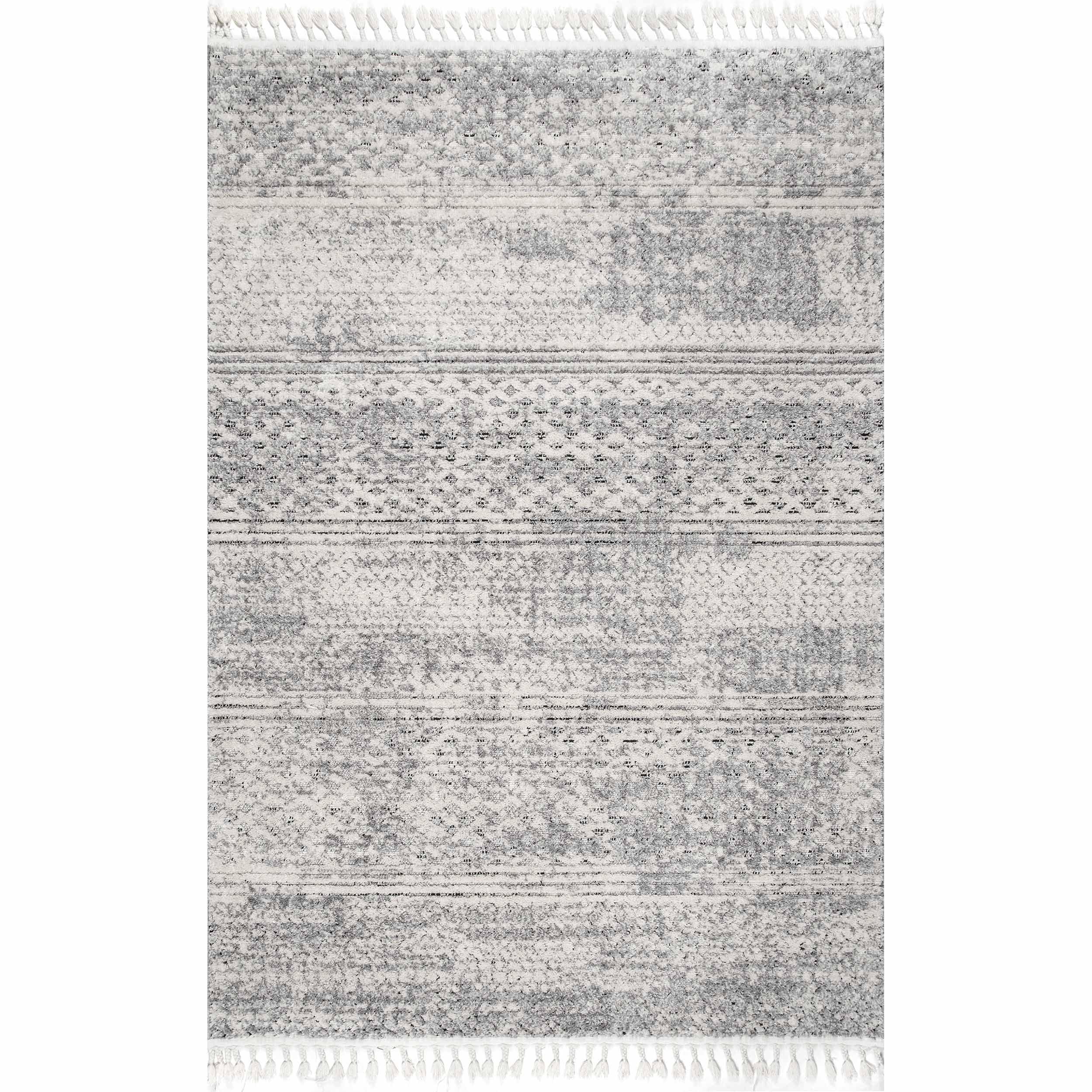 Luxe Gray Geometric 4' x 6' Synthetic Easy Care Area Rug