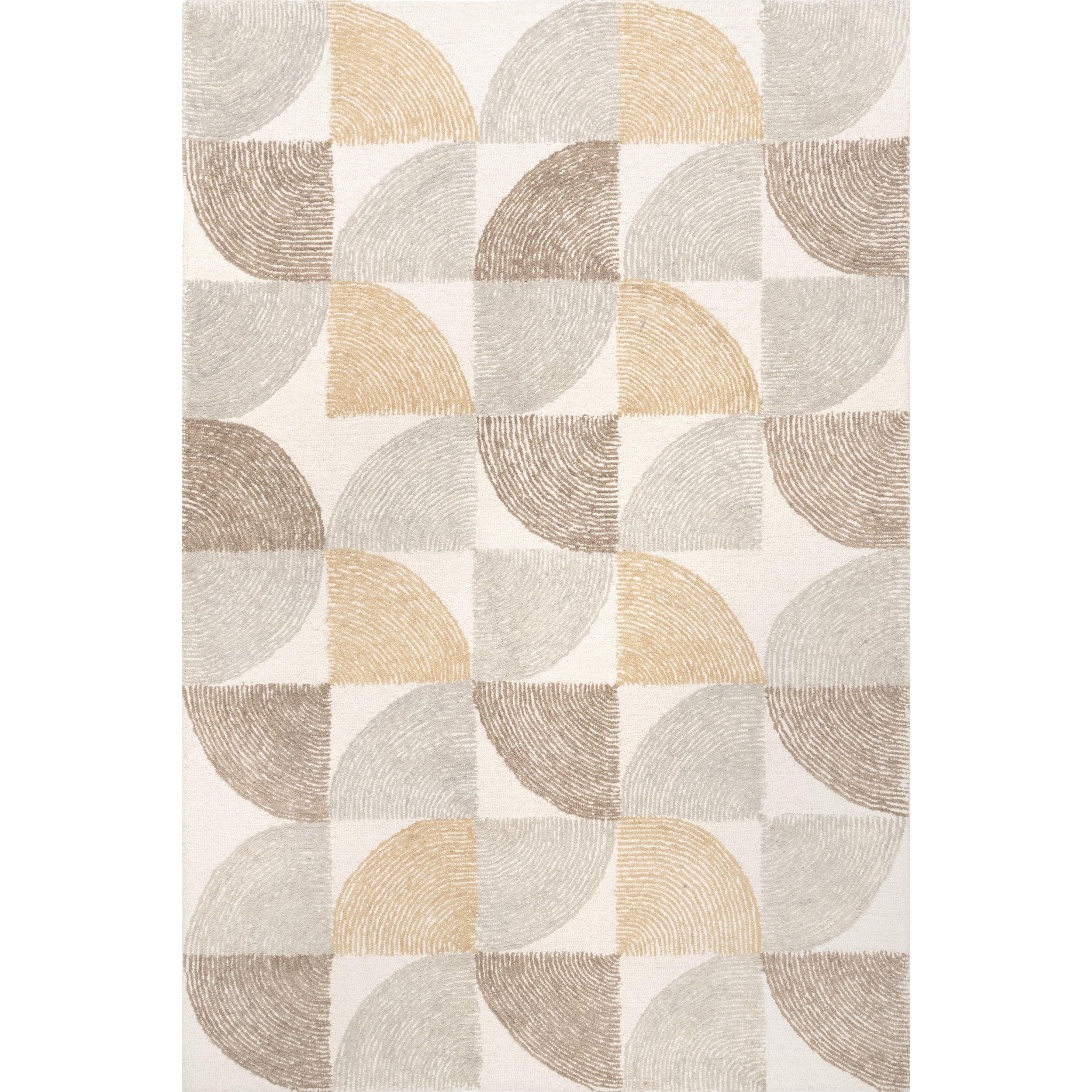 Handmade Tufted Geometric Wool Area Rug, 8' x 10', Beige