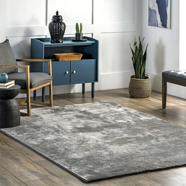 nuLOOM 2' x 3' Cozy Plush SuperiorWash Area Rug, Machine Washable, Non-Slip, Soft Fluffy Shag Carpet for Living Room Bedroom Nursery, Loni Dark Grey