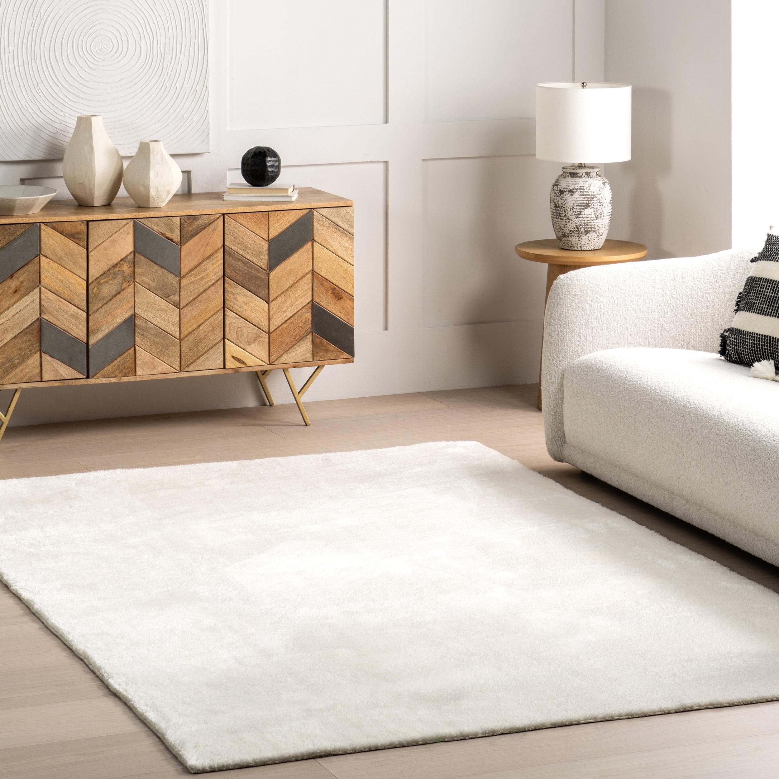 nuLOOM 2' x 3' Cozy Plush SuperiorWash Area Rug, Machine Washable, Non-Slip, Soft Fluffy Shag Carpet for Living Room Bedroom Nursery, Loni Off-white