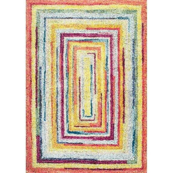 nuLOOM 5'x8' Hargis Labyrinth Area Rug Red/Pink: Contemporary Indoor Low Pile, Stain & Fade-Resistant Rug
