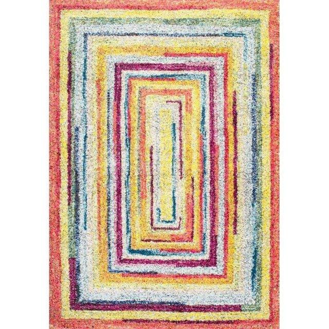 nuLOOM 5'x8' Hargis Labyrinth Area Rug Red/Pink: Contemporary Indoor Low Pile, Stain & Fade-Resistant Rug