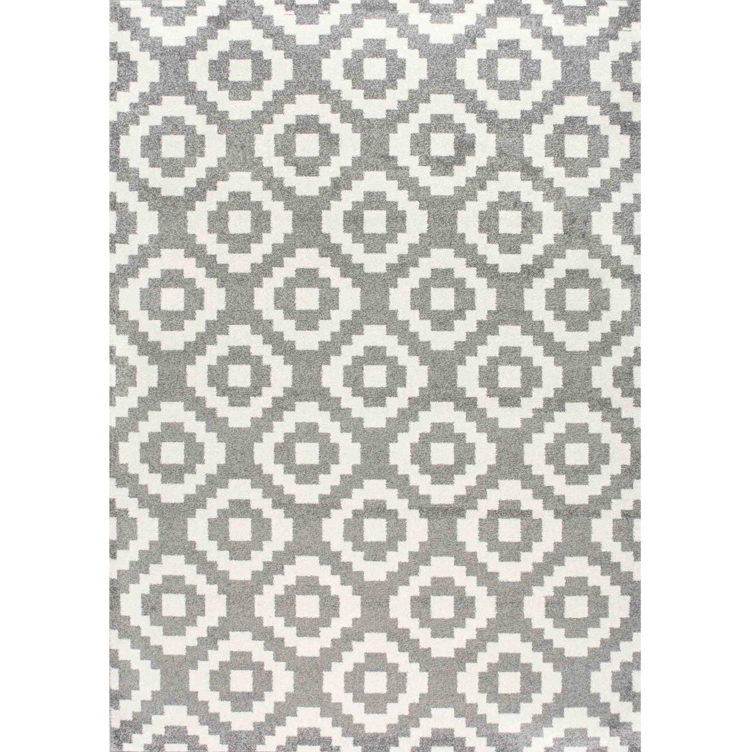 nuLOOM 5' 3" x 7' 7" Gray Pixel Trellis Julian Area Rug