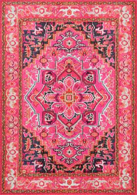 Rosie Pink Round Synthetic Bohemian Area Rug - 4' Diameter