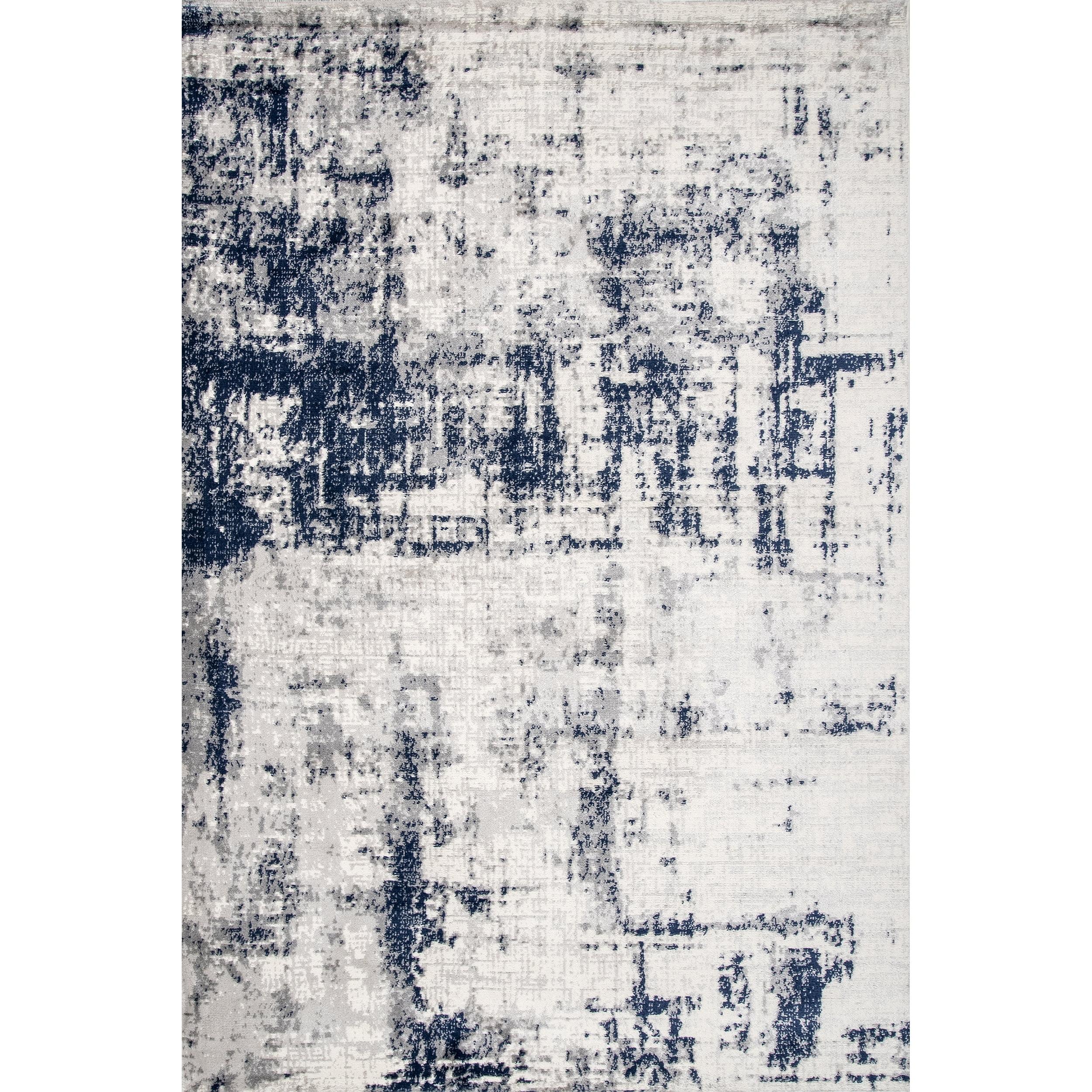 Madalynn Abstract Blue Synthetic 4' x 6' Area Rug