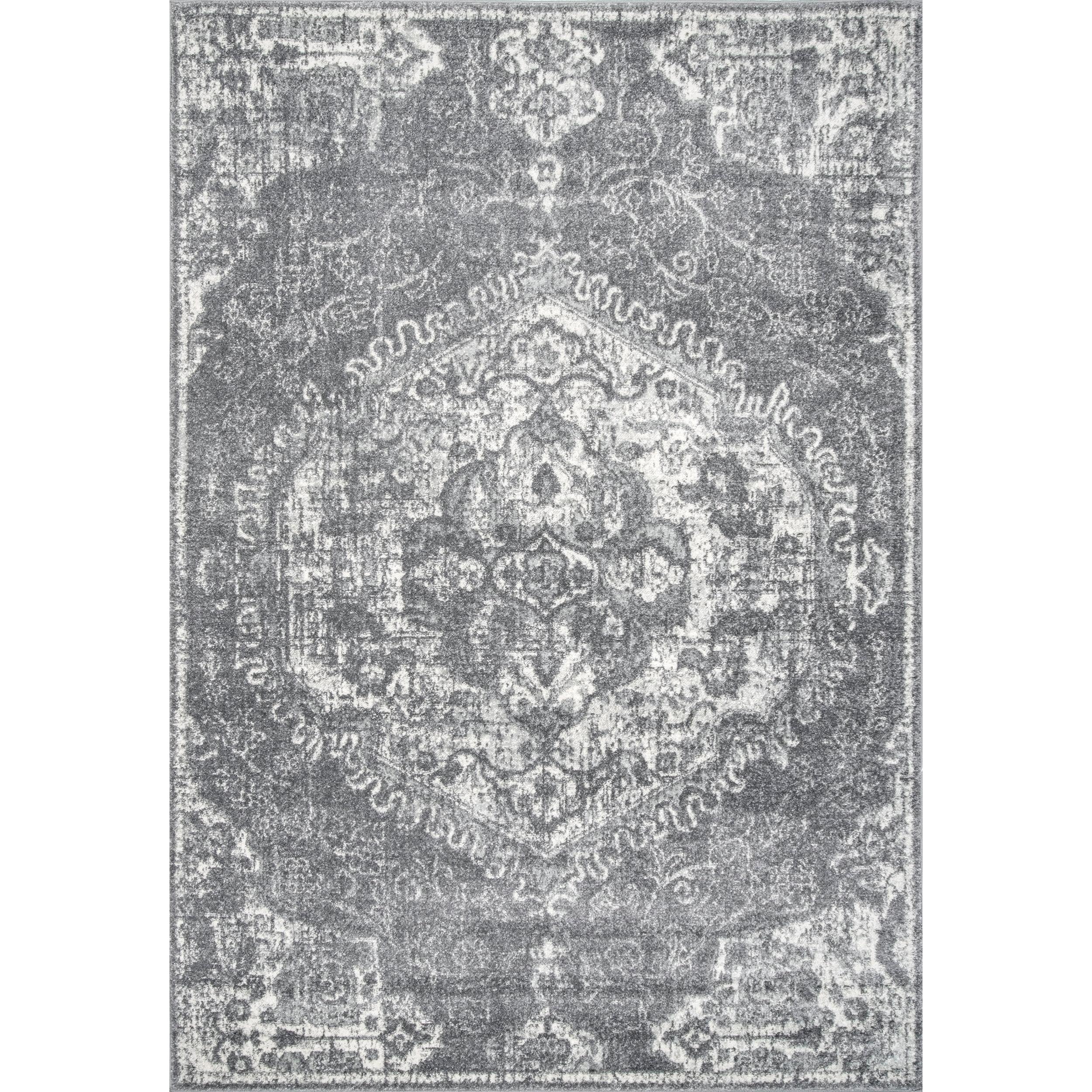 Nuloom Maranda Oriental/Persian 5x7 Indoor Area Rug for Living Room Bedroom Dining Room Kitchen, Dark Grey/Ivory