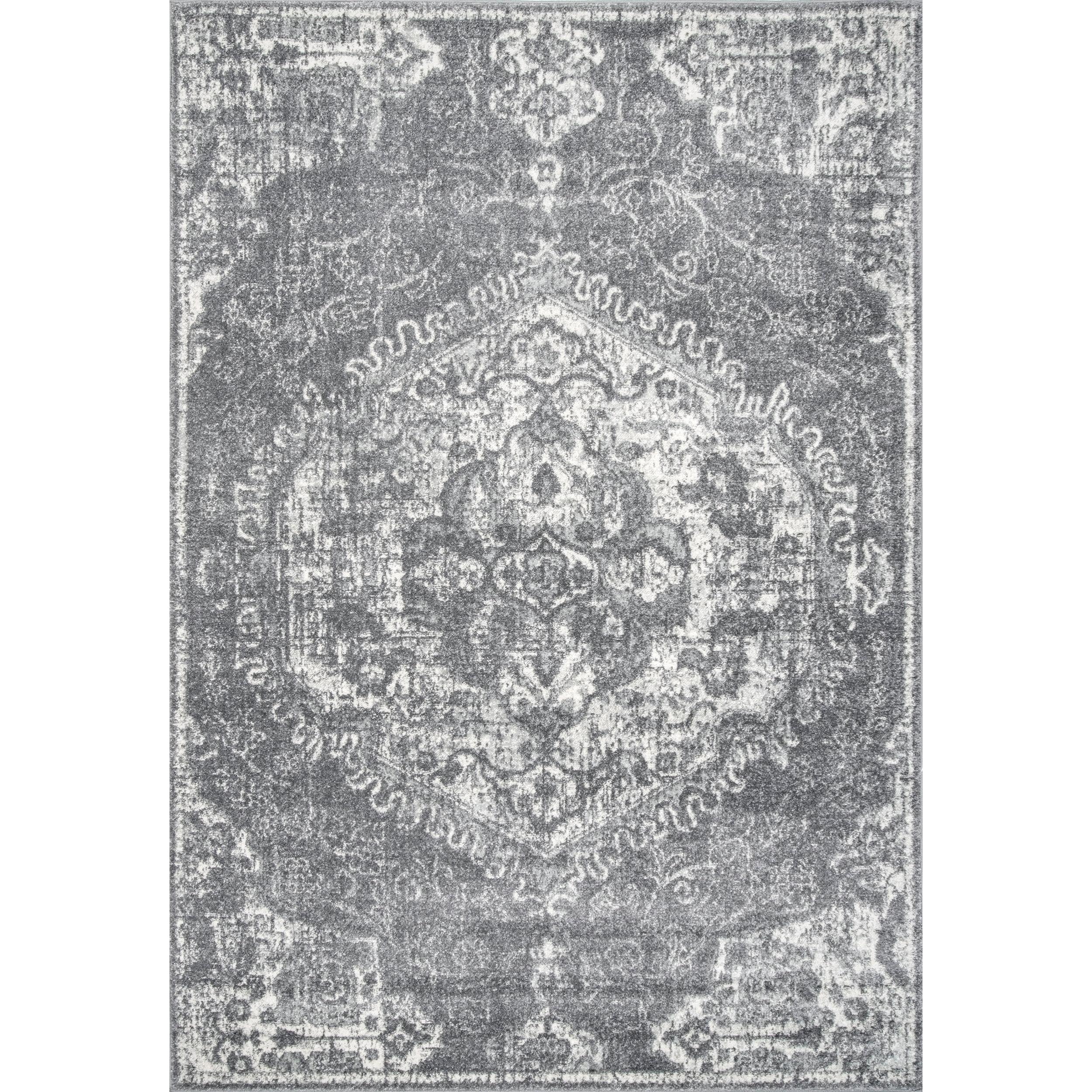 Nuloom Maranda Oriental/Persian 5x7 Indoor Area Rug for Living Room Bedroom Dining Room Kitchen, Dark Grey/Ivory